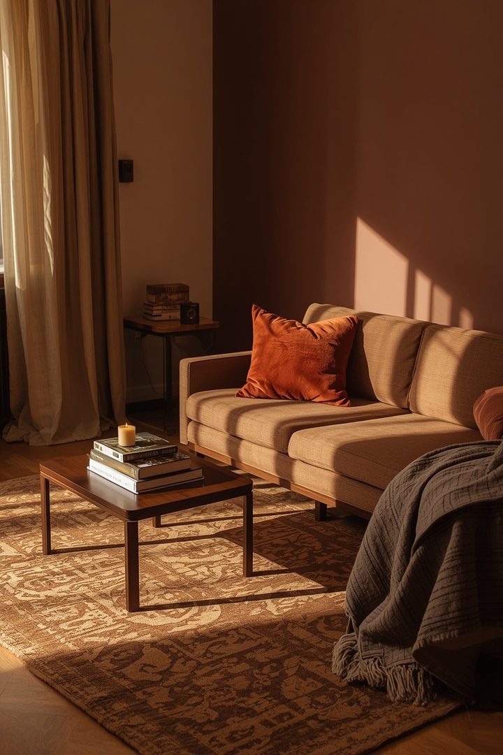 4. Choose a Brown Patterned Rug for Subtle Movement