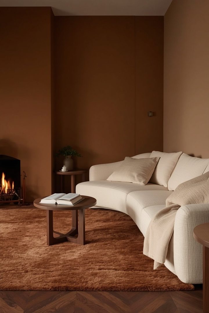 5. Pair a Brown Rug with a Cream Sofa