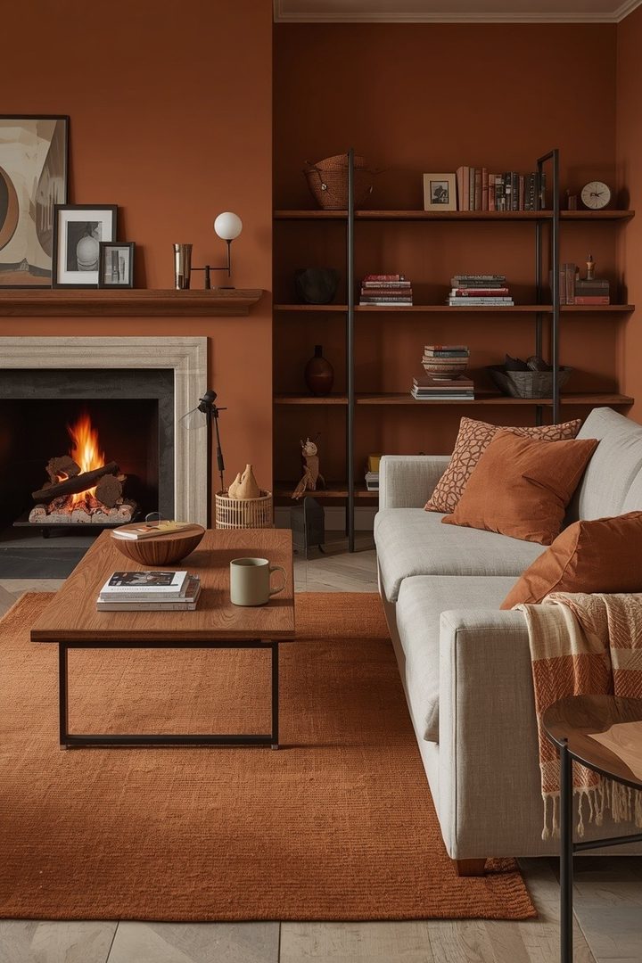 15. Use a Brown Rug to Connect Wood Furniture