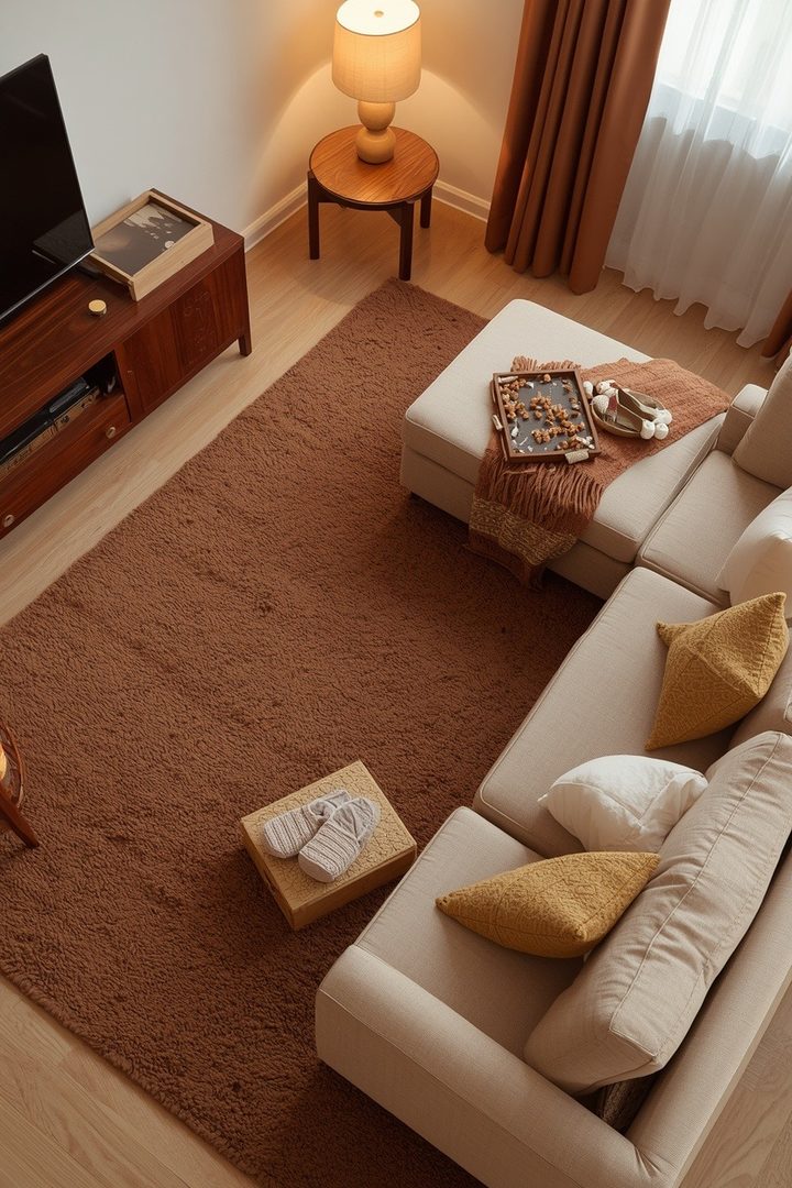 12. Use a Brown Rug Under a Sectional Sofa