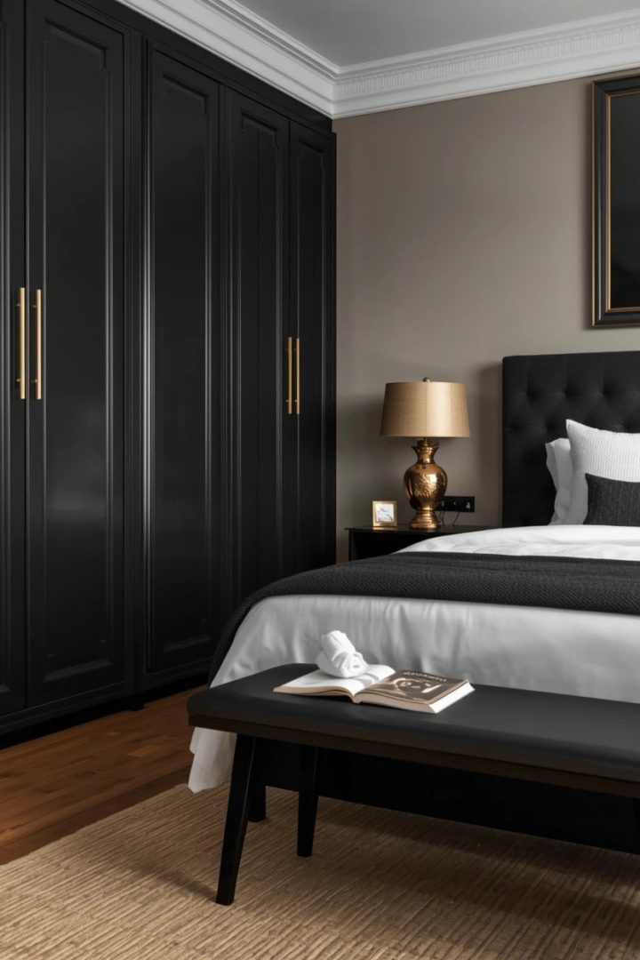 20. Add Gold Hardware to Black Wardrobes or Dressers