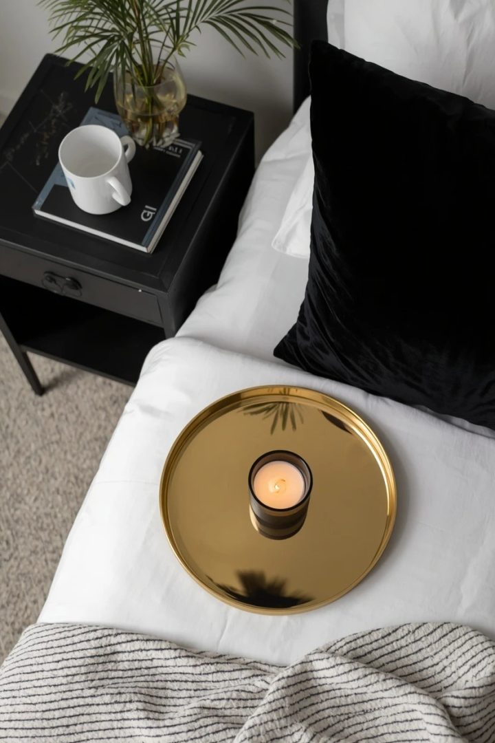 17. Use Gold Bedside Trays for Styled Details