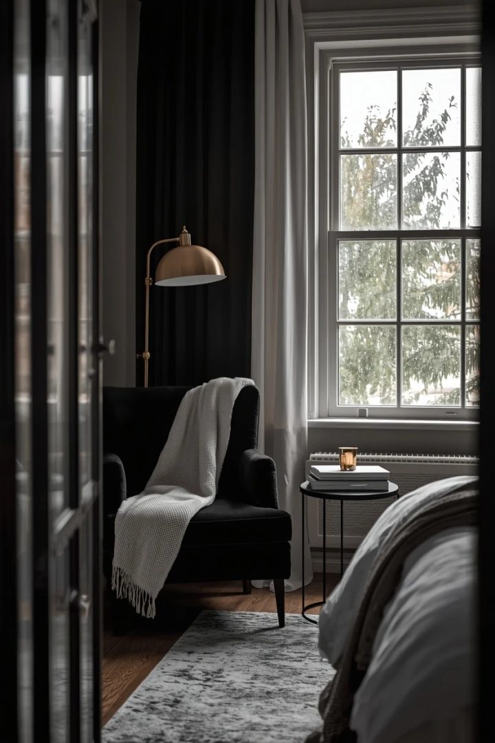 14. Style a Black Reading Chair with Gold Accents