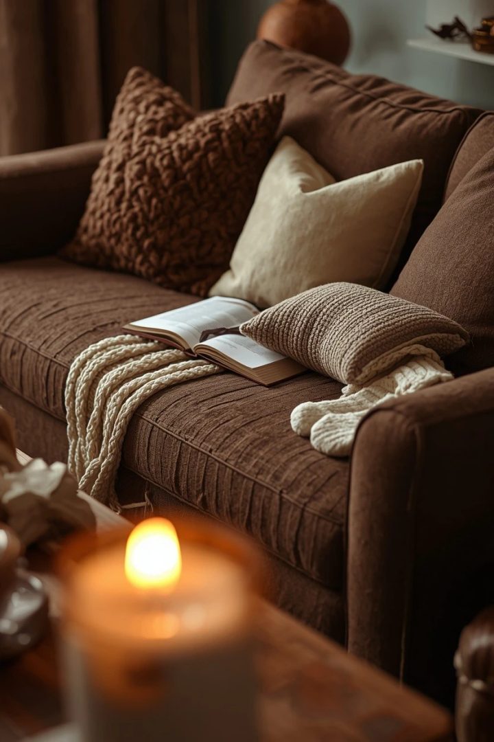 11. Style the Sofa with a Chunky Knit Throw
