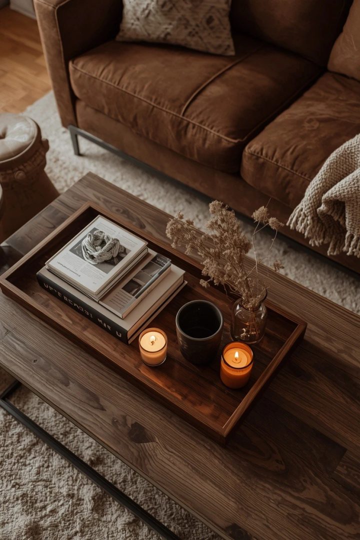 18. Add a Coffee Table Tray for Styled Detail
