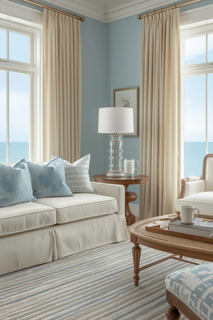 10. Create a Coastal Look with Soft Blue and Cream