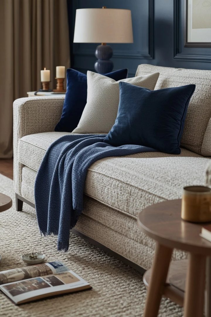 20. Blue and Cream Living Room Ideas with Elegant Texture