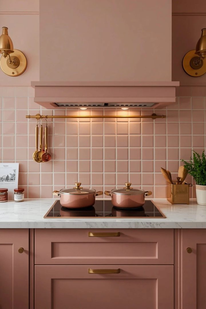 3. Use Dusty Rose Backsplash Tile for a Soft Glow