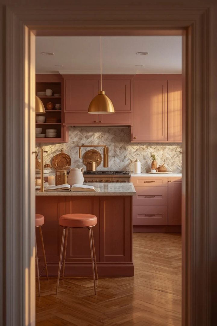 20. Finish with Repeated Dusty Rose and Champagne Gold Moments
