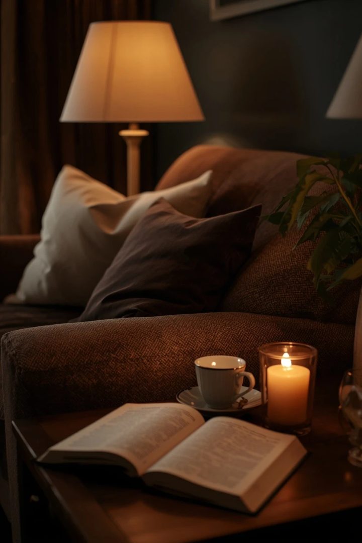 10. Add Ivory Lamps Beside Chocolate Brown Furniture