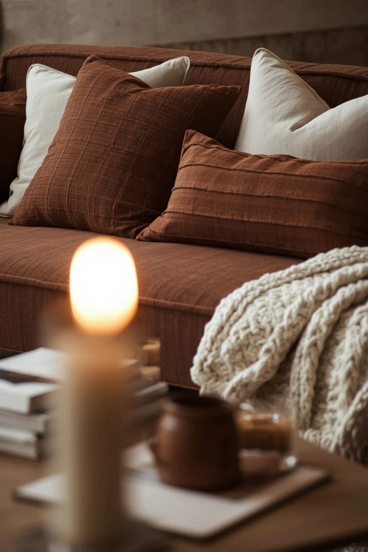 3. Layer Chocolate Brown and Ivory Pillows
