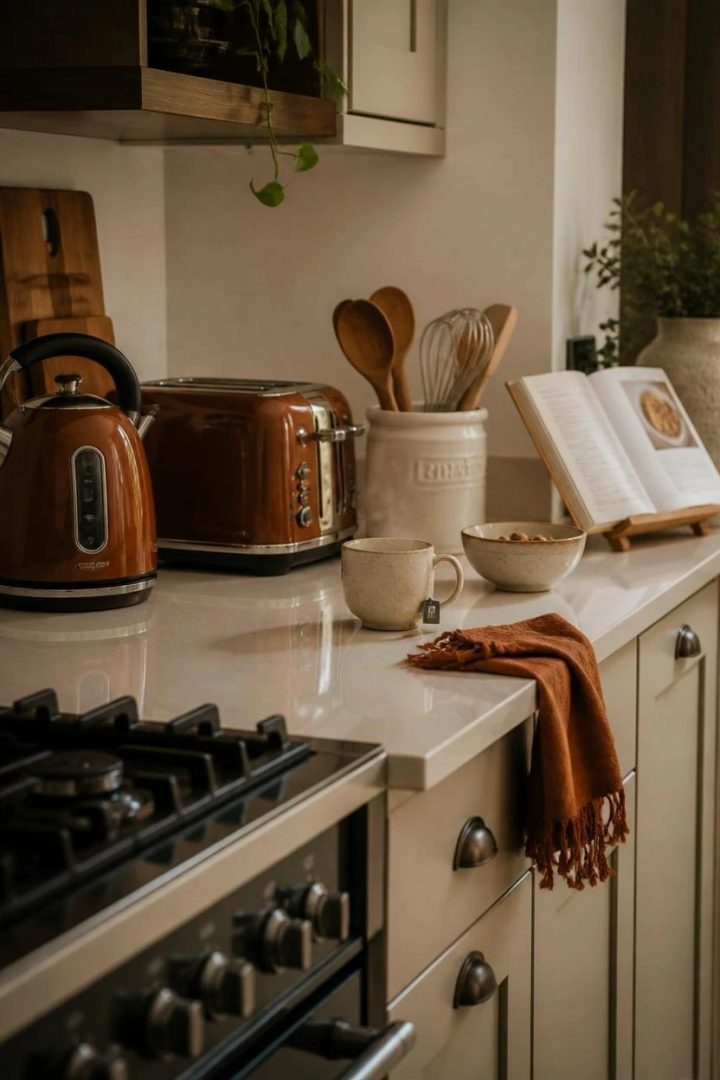 17. Add Rust Small Appliances to Cream Counters