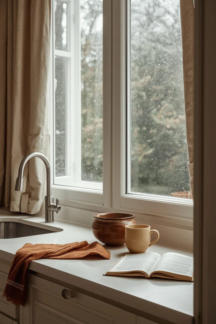 18. Use Rust and Cream Layers Around a Kitchen Window