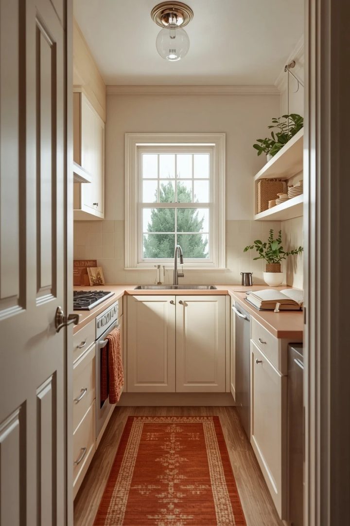 15. Use Rust and Cream Kitchen Ideas for Small Kitchen Warmth