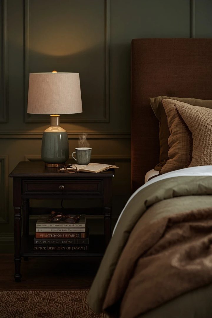 15. Use Green Lamps to Refresh Brown Bedroom Furniture