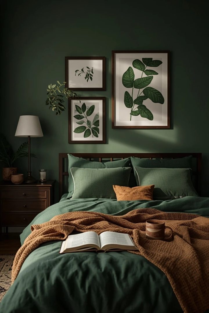 9. Choose Botanical Green Art with Brown Frames