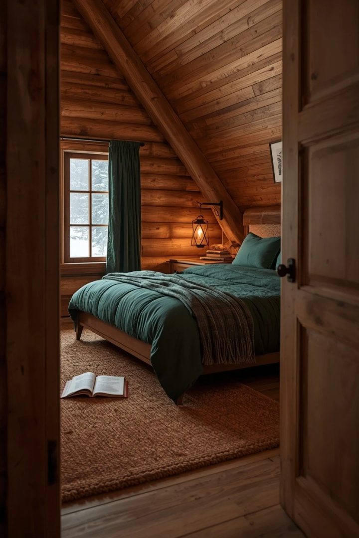 10. Build a Cozy Cabin Mood with Green and Brown