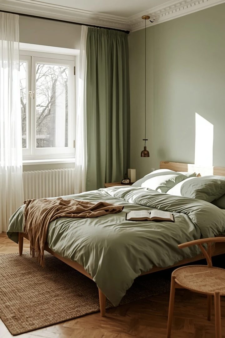 17. Keep Green and Brown Bedroom Ideas Light with Soft Tones