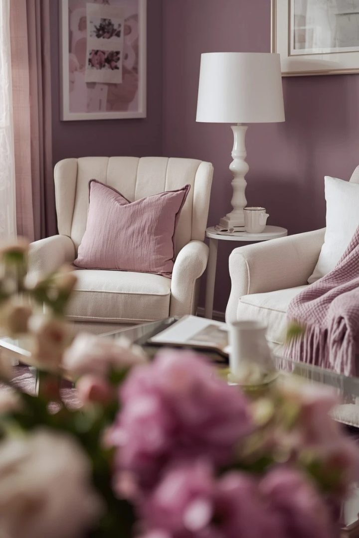 7. Create a Soft Lilac and White Reading Corner