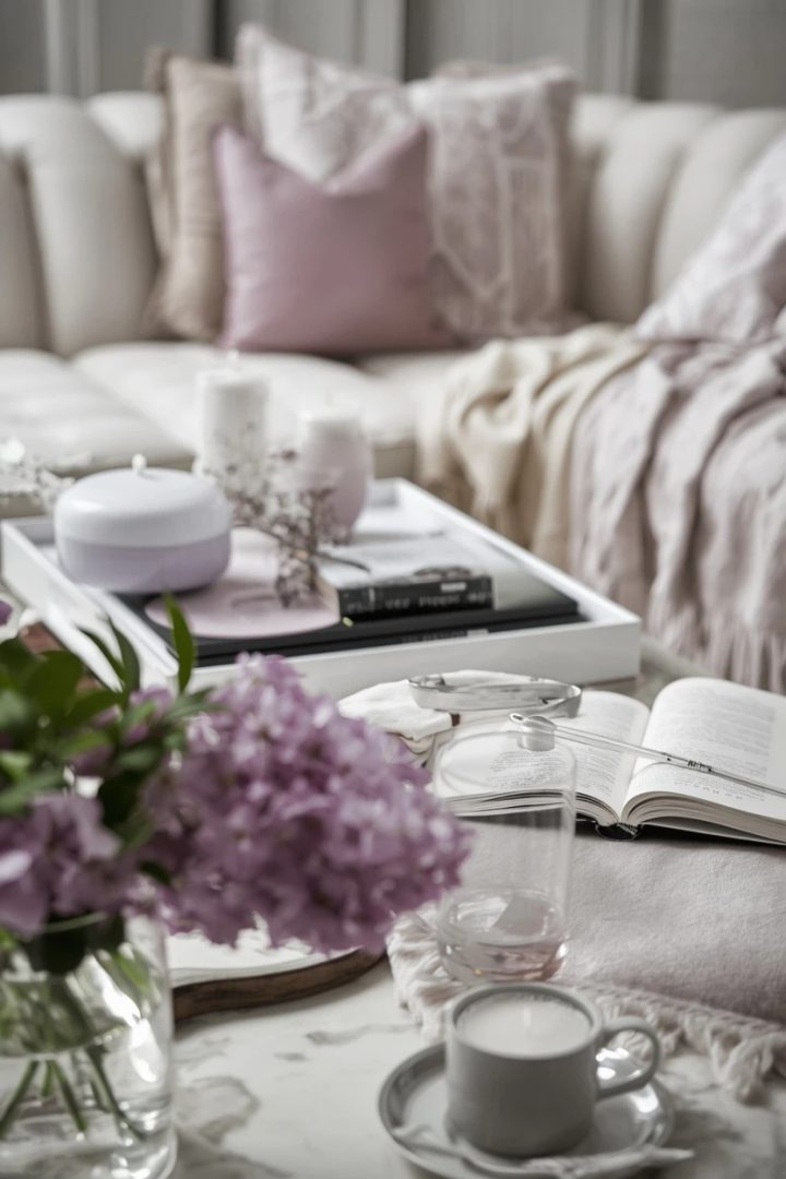 11. Make the Coffee Table Support the Lilac and White Theme