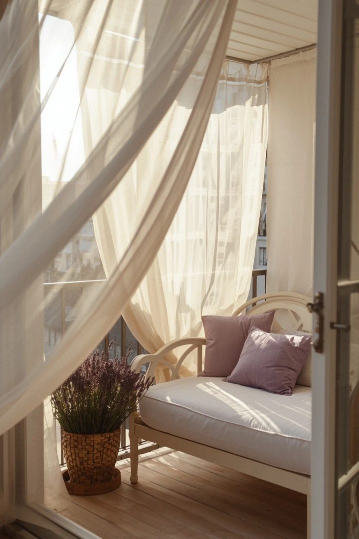 5. Billowing Cream Sheer Curtains