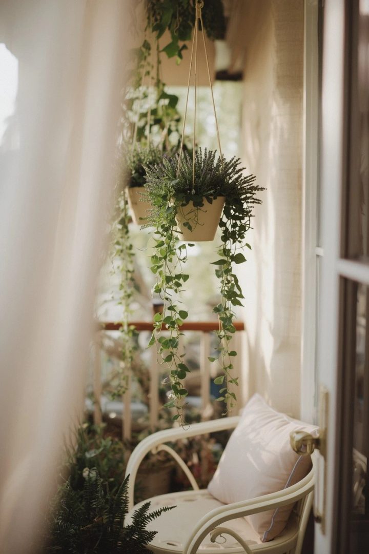 18. Hanging Cream Planters Overhead