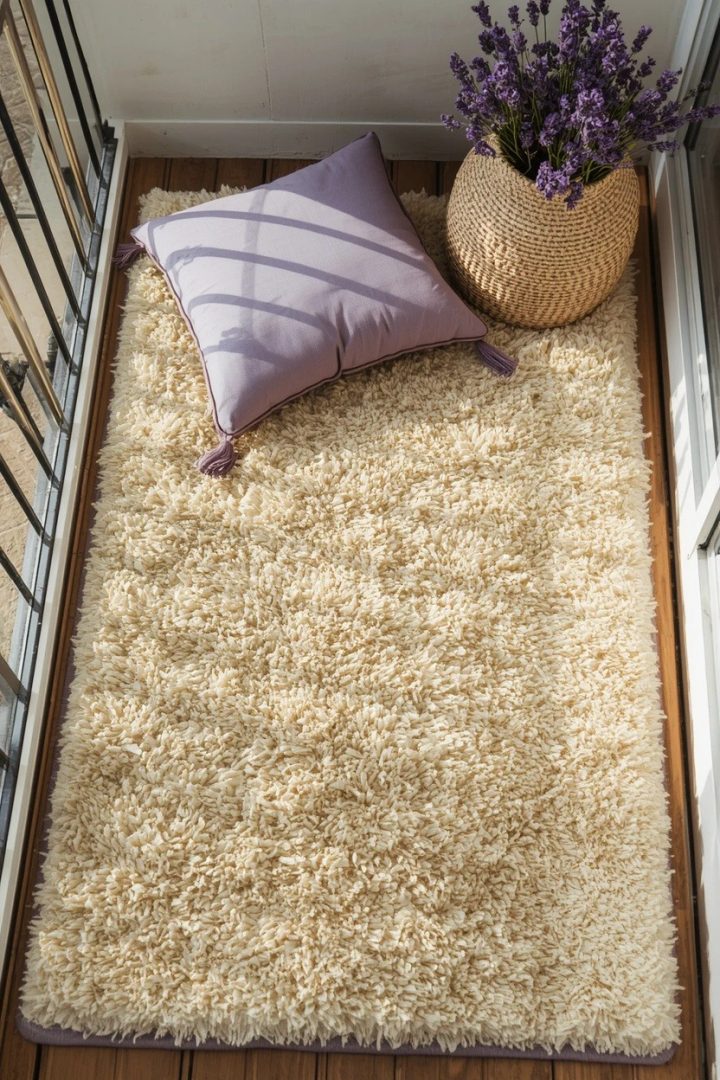 3. Layer a Plush Cream Outdoor Rug
