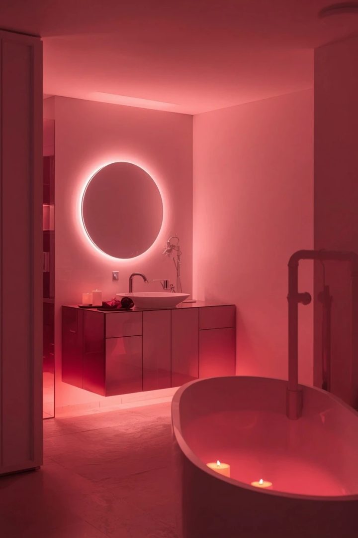 28. Layered Lighting With a Warm Pink-Toned Glow