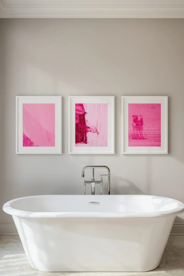 26. Hot Pink Art Prints in White Frames