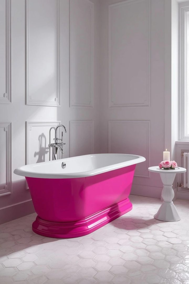 4. A Hot Pink Freestanding Bathtub
