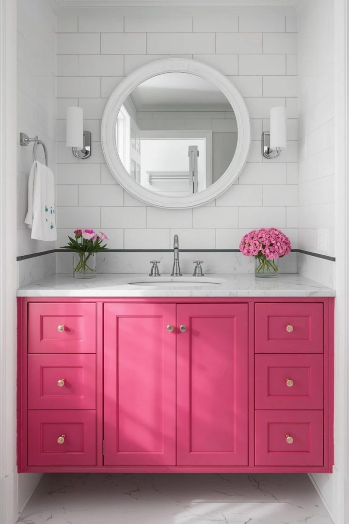 2. A Hot Pink Vanity That Steals the Show