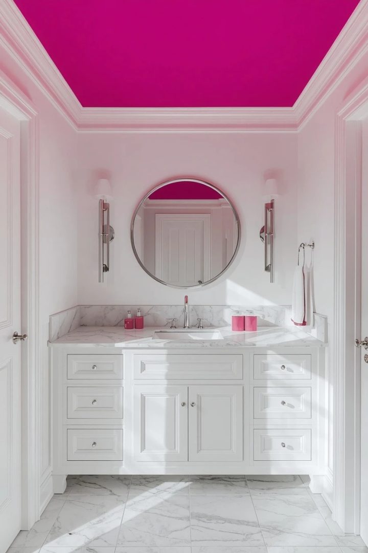 14. A Hot Pink Painted Ceiling for Unexpected Drama