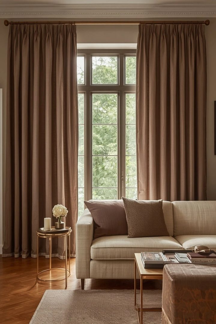 1. Floor-Length Mushroom Taupe Linen Curtains