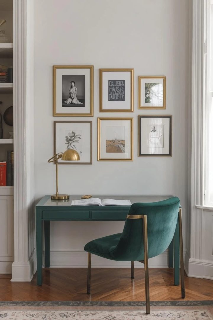 9. A Brass-Framed Gallery Wall