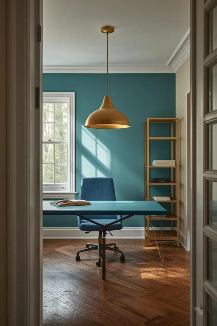 11. A Brass Pendant Over the Desk