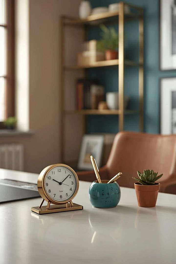 13. The Small Brass-and-Teal Desktop Details