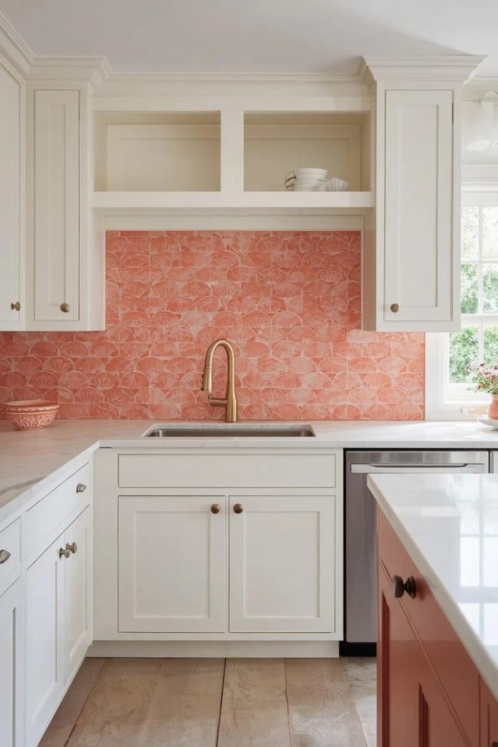 6. Coral Scallop Tiles for a Soft Curved Look