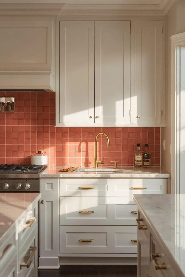 23. Coral Glazed Ceramic Tiles With Built-In Niches