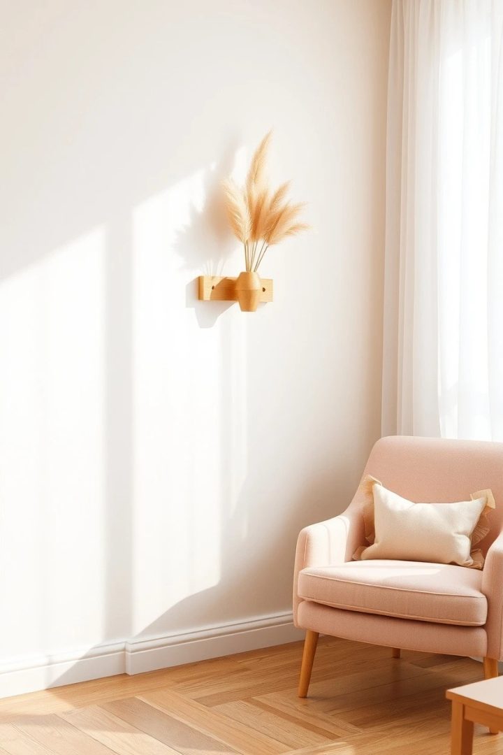 17. Mount dried pampas in a wall vessel for height and movement