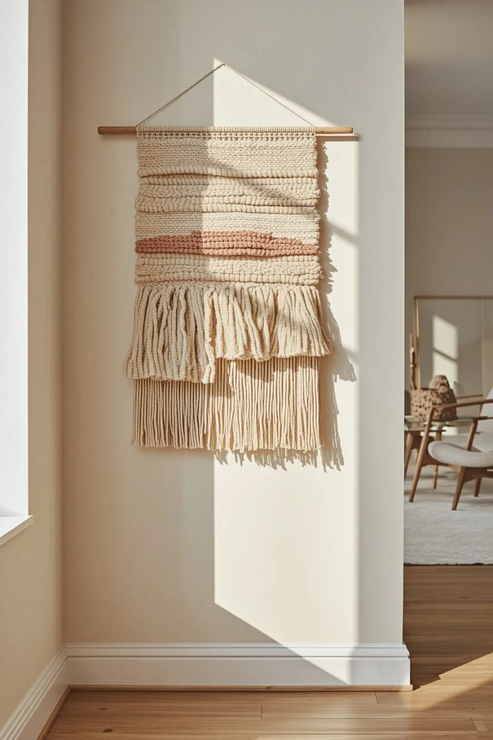4. Hang a woven wall piece for the texture paint can't give