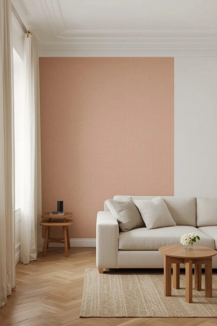 8. Try removable blush wallpaper on a single wall