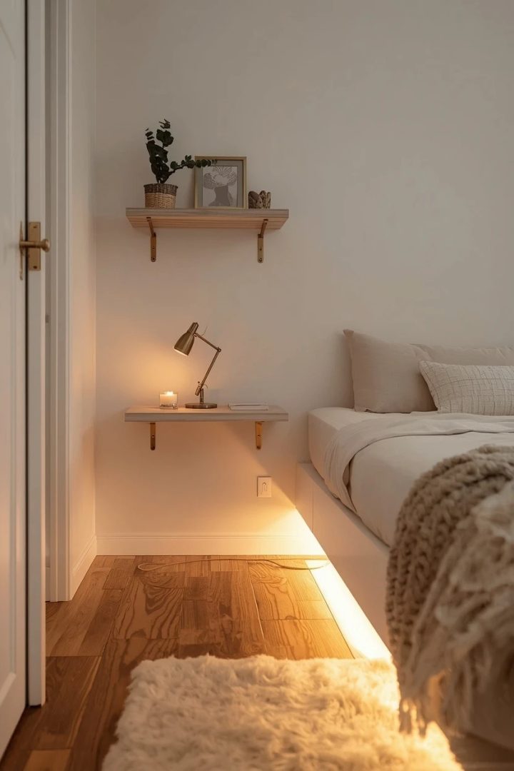6. Float Brass-Legged Nightstands Instead of Bulky Ones