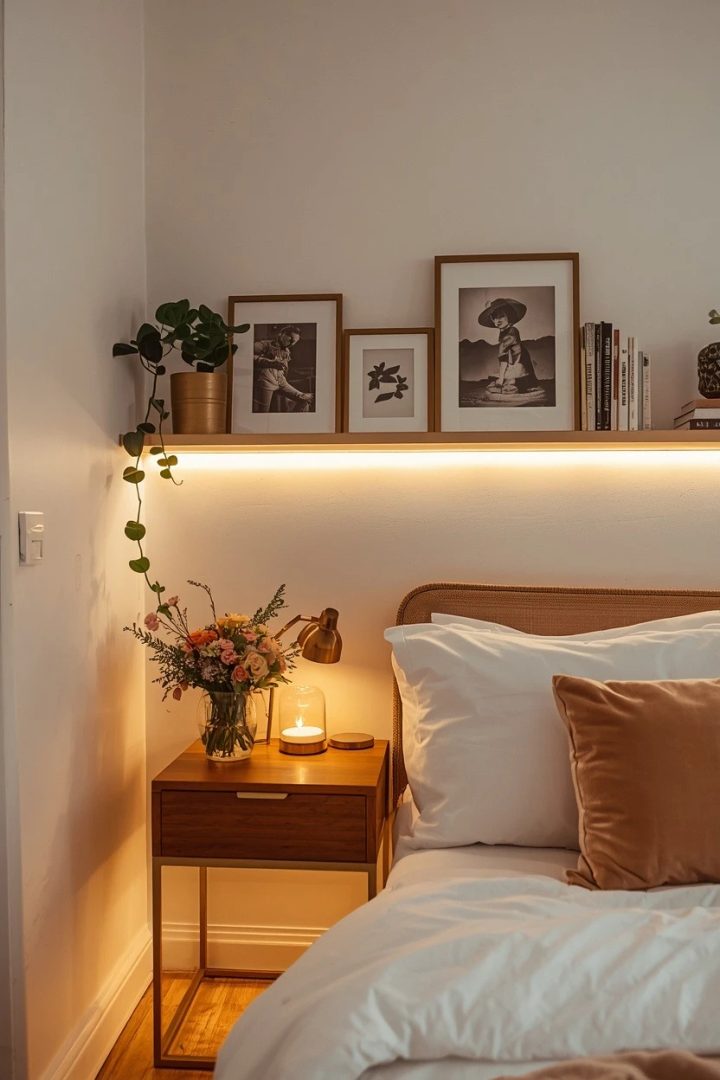12. Use a Brass Picture Ledge for Flexible Storage