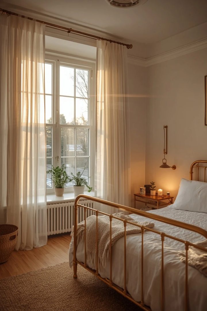 11. Mount Sheer Pearl Curtains High and Wide