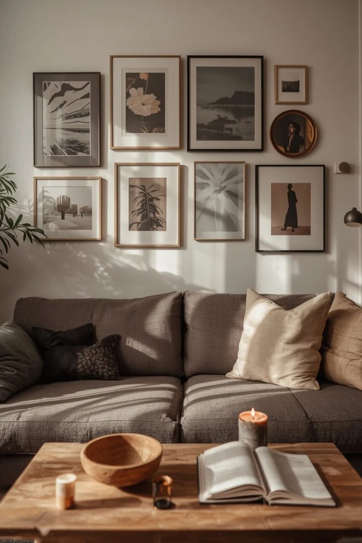 14. Try Lounge Interior Ideas with a Gallery Wall
