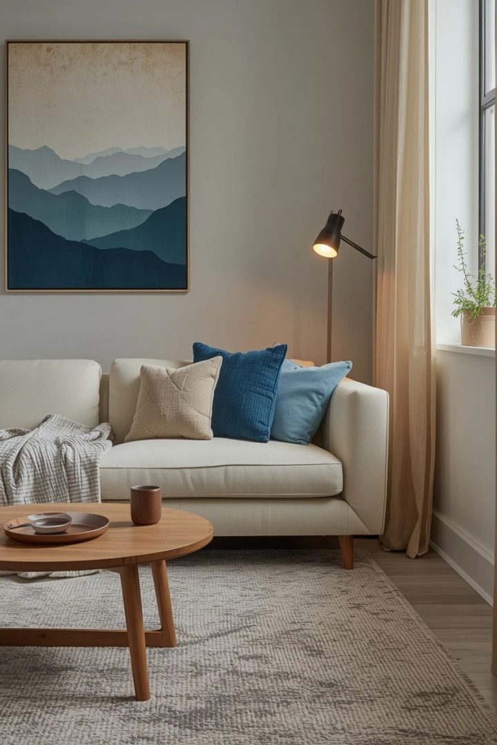 28. Style a Lounge With Soft Blue Details