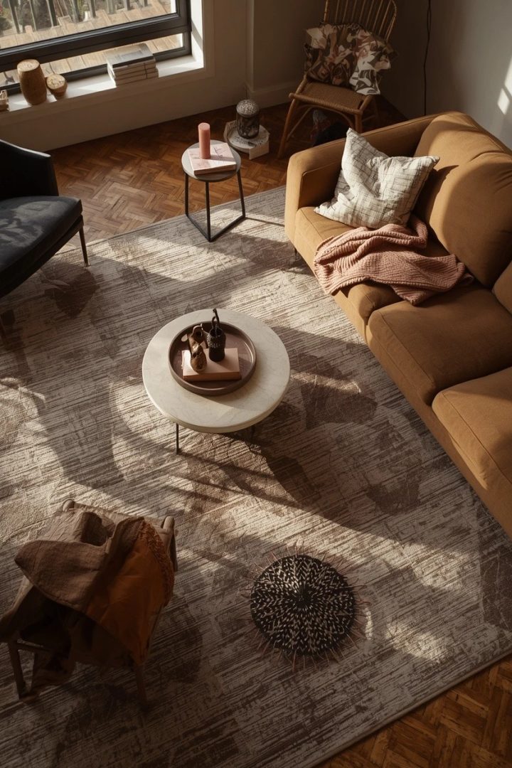 2. Layer a Large Rug Under the Whole Lounge Zone