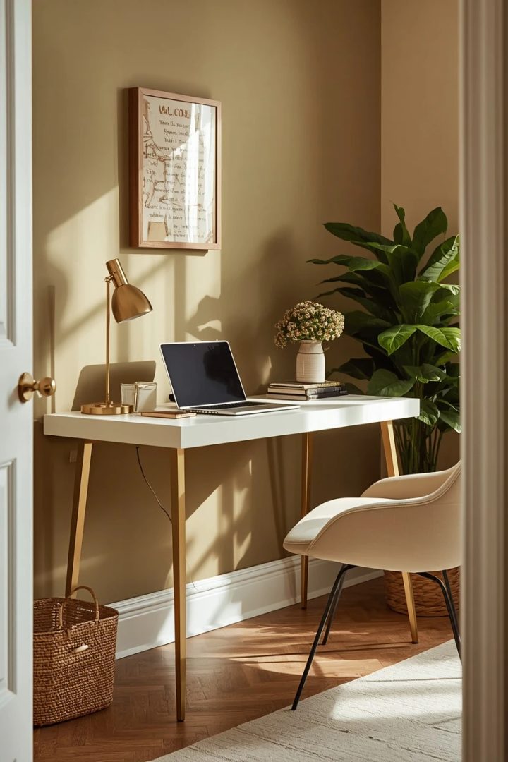 lucid-origin_Prompt_3_Professional_interior_photography_cozy_home_office_gold-legged_cream_de-0