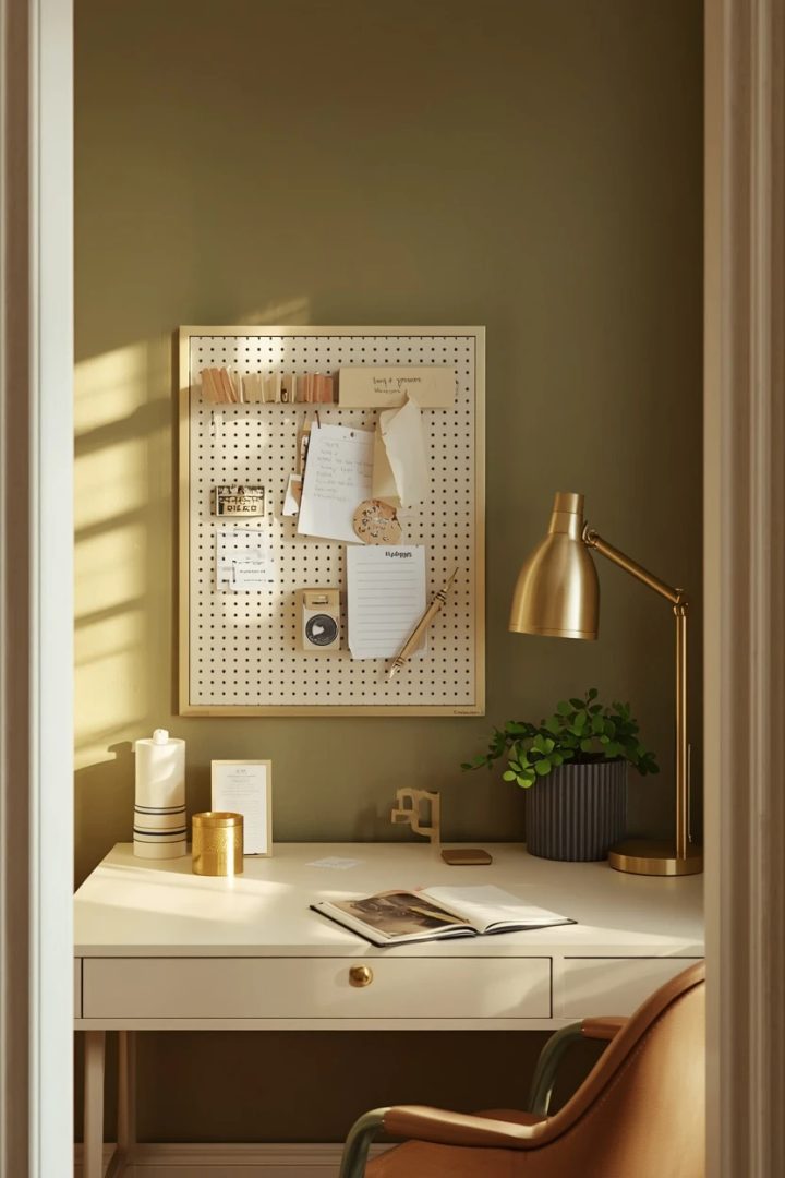 4. The Olive Pegboard Organization Wall