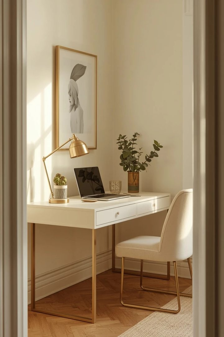 5. The Minimalist Olive, Cream and Gold Setup